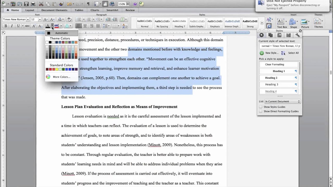 set up a new default style for word on mac